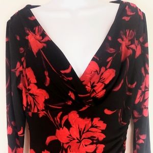Ralp Lauren  Black, Red Flower Womens Dress 12